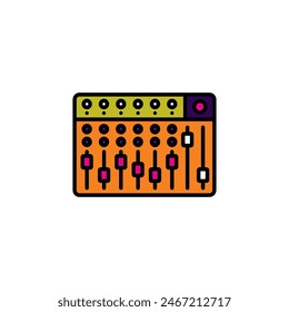 Ilustración vectorial original. Icono de contorno de la consola de mezcla de música. Dibujado a mano, no AI