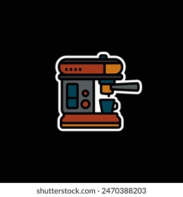 Original vector illustration. The contour icon of the coffee machine. Hand drawn, not AI