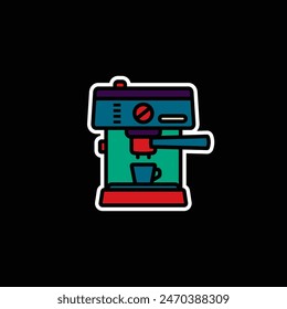 Ilustración vectorial original. El icono de contorno de la máquina de café. Dibujado a mano, no AI
