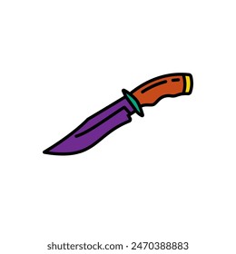 Ilustración vectorial original. Icono de contorno de un cuchillo de camping. Dibujado a mano, no AI