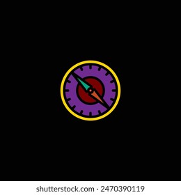 Original vector illustration. The contour icon is a hiking compass. Hand drawn, not AI