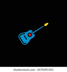 Original vector illustration. The contour icon of an acoustic guitar. Hand drawn, not AI