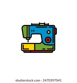 Original vector illustration. Contour icon of an electric sewing machine. Hand drawn, not AI