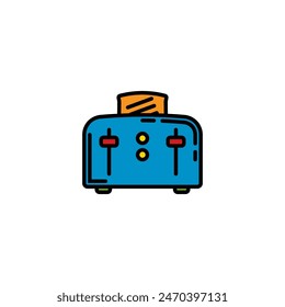 Original vector illustration. A contour icon. An electric appliance designed for fast toasting of flat pieces of bread. The toaster. Hand drawn, not AI