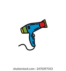 Ilustración vectorial original. Un icono de contorno. Un aparato eléctrico diseñado para secar el cabello. Secador de pelo. Dibujado a mano, no AI