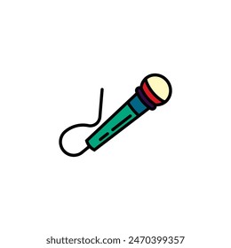 Ursprüngliche Vektorillustration. Das Kontursymbol des Popmikrofons. Handgezeichnet, keine KI