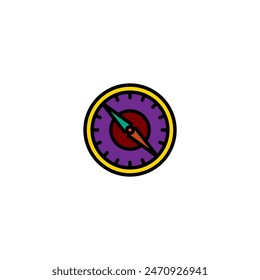 Original vector illustration. The contour icon is a hiking compass. Hand drawn, not AI