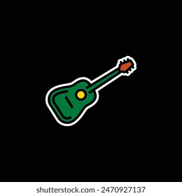 Original vector illustration. The contour icon of an acoustic guitar. Hand drawn, not AI