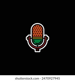 Ursprüngliche Vektorillustration. Das Kontursymbol eines Retro-Studiomikrofons. Handgezeichnet, keine KI