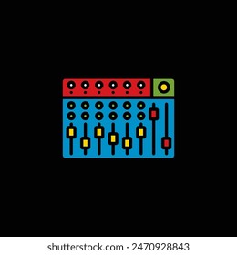 Original vector illustration. The contour icon of the music mixing console. Hand drawn, not AI