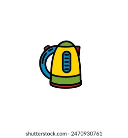 Original vector illustration. A contour icon.  An element of household appliances for making tea. Kitchen electric kettle. Hand drawn, not AI