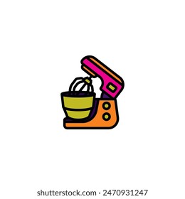 Ilustración vectorial original. Un icono de contorno.  Un elemento de electrodomésticos para cocinar. Mezclador de cocina. Dibujado a mano, no AI