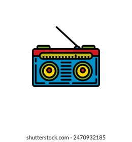 Original vector illustration. The contour icon of the radio receiver. Hand drawn, not AI