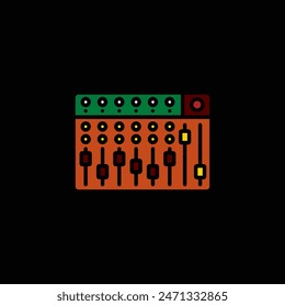 Original vector illustration. The contour icon of the music mixing console. Hand drawn, not AI