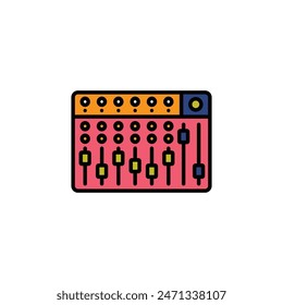 Original vector illustration. The contour icon of the music mixing console. Hand drawn, not AI