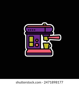 Original vector illustration. The contour icon of the coffee machine. Hand drawn, not AI