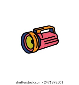 Ilustración vectorial original. Icono de contorno de una linterna de camping. Dibujado a mano, no AI