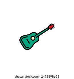 Ursprüngliche Vektorillustration. Die Konturikone einer akustischen Gitarre. Handgezeichnet, keine KI