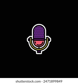 Original vector illustration. The contour icon of a retro studio microphone. Hand drawn, not AI