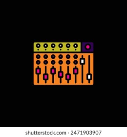 Original vector illustration. The contour icon of the music mixing console. Hand drawn, not AI