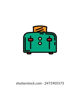 Ilustración vectorial original. Un icono de contorno. Un aparato eléctrico diseñado para brindar rápidamente trozos planos de pan. La tostadora. Dibujado a mano, no AI