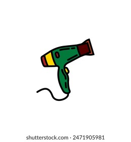 Original vector illustration. A contour icon. An electric appliance designed for drying hair. Hair dryer. Hand drawn, not AI