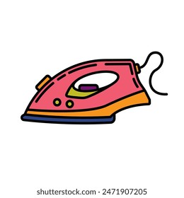 Ilustración vectorial original. Un icono de contorno. Un elemento de electrodomésticos para suavizar las arrugas y arrugas en la ropa. La plancha es eléctrica. Dibujado a mano, no AI