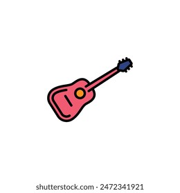 Original vector illustration. The contour icon of an acoustic guitar. Hand drawn, not AI