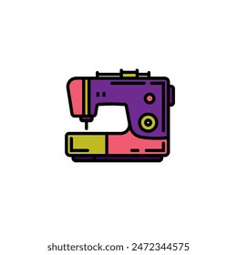 Original vector illustration. Contour icon of an electric sewing machine. Hand drawn, not AI