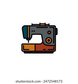 Original vector illustration. Contour icon of an electric sewing machine. Hand drawn, not AI