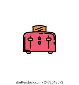 Original vector illustration. A contour icon. An electric appliance designed for fast toasting of flat pieces of bread. The toaster. Hand drawn, not AI