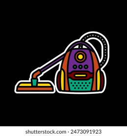 Original vector illustration. The contour icon of the vacuum cleaner. Hand drawn, not AI