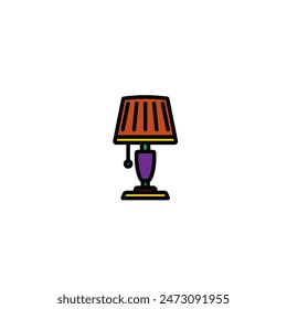 Ursprüngliche Vektorillustration. Kontursymbol einer Tischleuchte für Zuhause. Handgezeichnet, keine KI