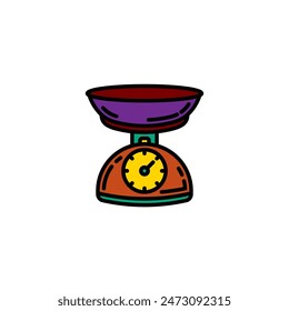 Original vector illustration. The contour icon of the scales. Hand drawn, not AI