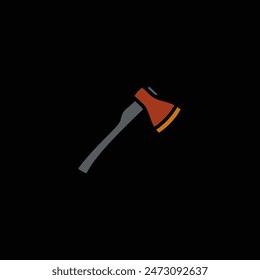 Original vector illustration. The contour icon of a hiking hatchet. Hand drawn, not AI