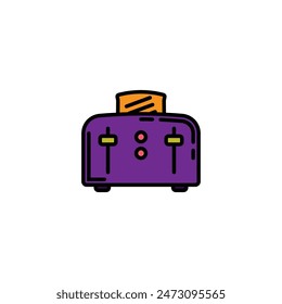 Original vector illustration. A contour icon. An electric appliance designed for fast toasting of flat pieces of bread. The toaster. Hand drawn, not AI