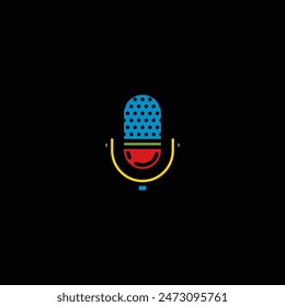 Original vector illustration. The contour icon of a retro studio microphone. Hand drawn, not AI