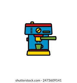 Ursprüngliche Vektorillustration. Das Kontursymbol der Kaffeemaschine. Handgezeichnet, keine KI