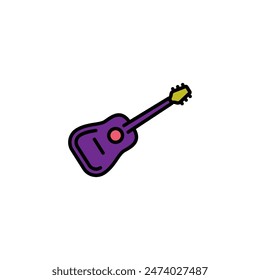 Original vector illustration. The contour icon of an acoustic guitar. Hand drawn, not AI