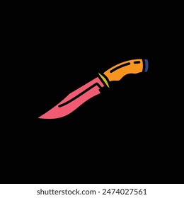 Original vector illustration. Contour icon of a camping knife. Hand drawn, not AI