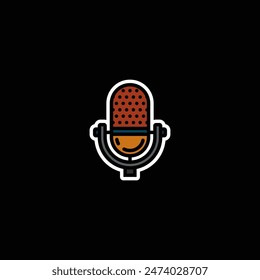Ilustración vectorial original. Icono de contorno de un micrófono de estudio retro. Dibujado a mano, no AI