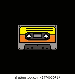 Original vector illustration. The contour icon of a retro audio cassette. Hand drawn, not AI