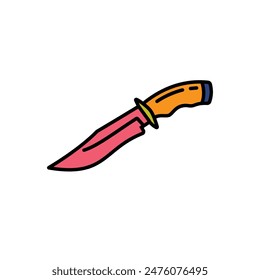 Original vector illustration. Contour icon of a camping knife. Hand drawn, not AI