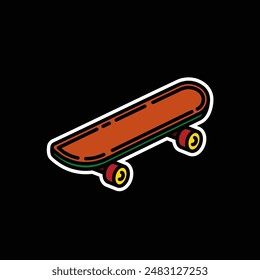 Original vector illustration. A contour icon. Vintage skateboard. Hand drawn, not AI