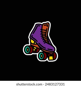 Original vector illustration. A contour icon. Vintage roller skates. Hand drawn, not AI
