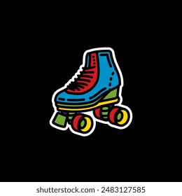Original vector illustration. A contour icon. Vintage roller skates. Hand drawn, not AI