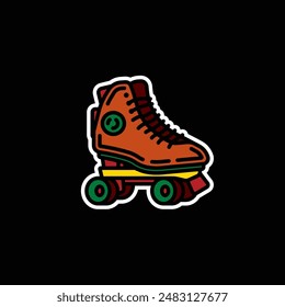 Original vector illustration. A contour icon. Vintage roller skates. Hand drawn, not AI