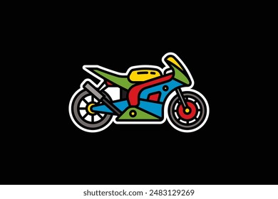 Original vector illustration. The contour icon of a racing sports motorcycle. Superbike. Hand drawn, not AI