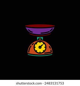 Original vector illustration. The contour icon of the scales. Hand drawn, not AI