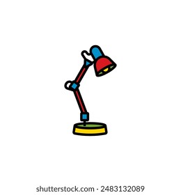 Original vector illustration. Contour icon of a table lamp for home. Hand drawn, not AI